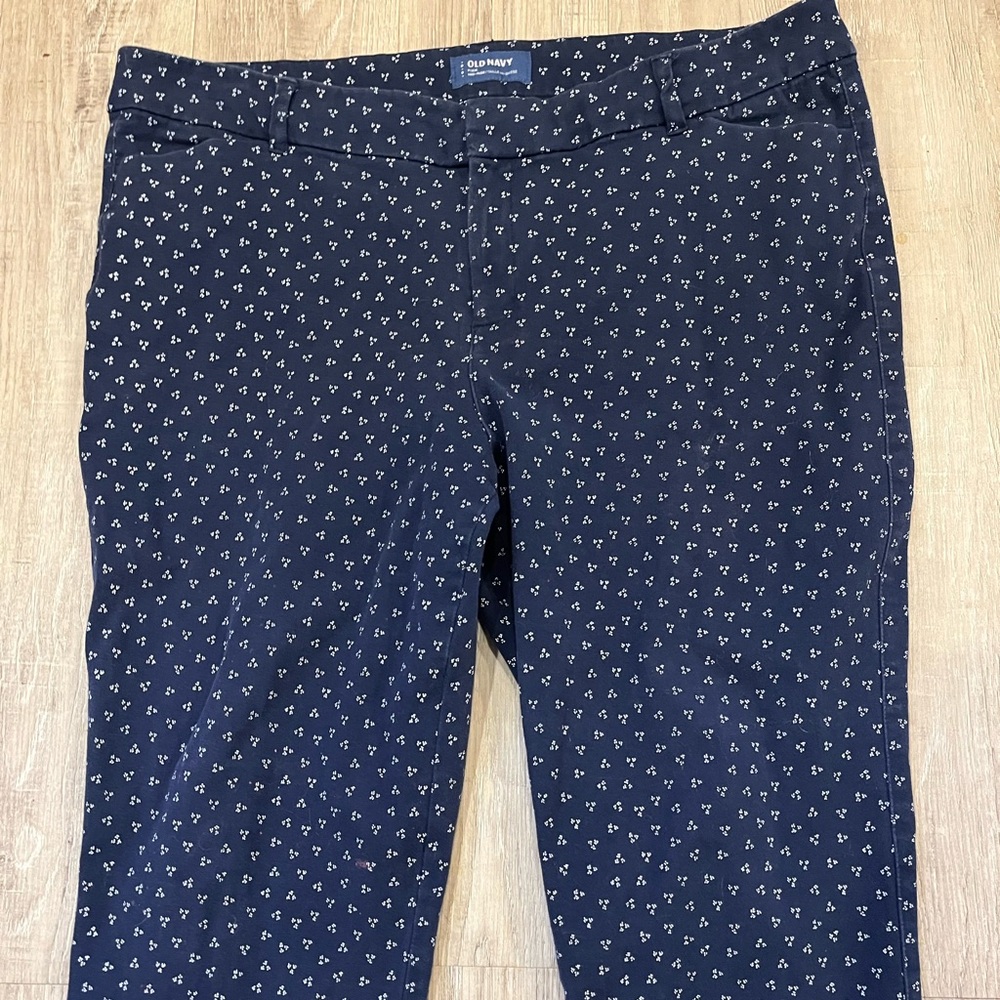 Old Navy Pixie Navy Blue Patterned Pants Mid Rise… - image 5